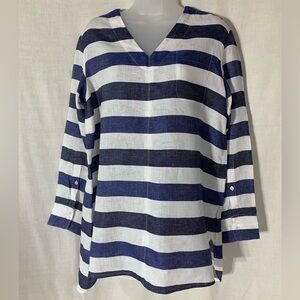 S. Max Mara 100% linen long sleeve women's tunic blouse